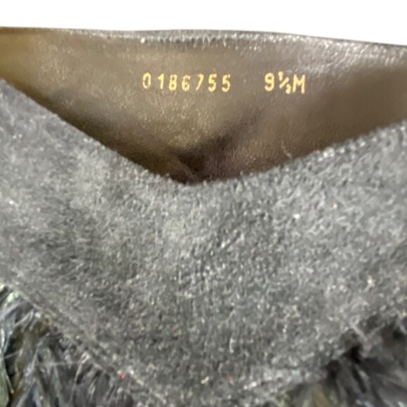 Black Suede Feather Delman Ankle Boots Size 9.5 Western Indian Punk Rock Retro - Picture 9 of 12